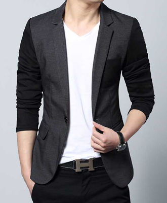Slim Denim Blazer Gray