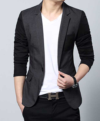 Slim Denim Blazer Gray