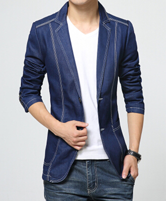 Slim Denim Blazer Gray
