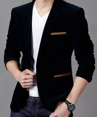 Slim Denim Blazer Gray